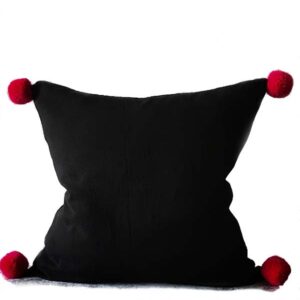 Rufino Black, Pom-pom Pillow 20"x20"