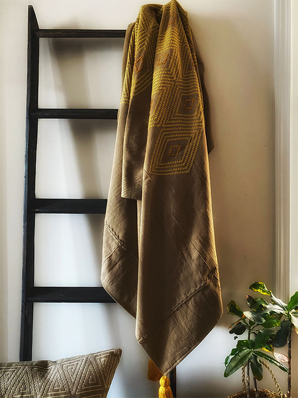 Isabella Taupe, Embroidery Throw Blanket - Image 2